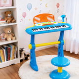 Keezi Kids Piano Keyboard 37 Keys Electronic Musical Instrument Set w/ Stool Microphone - Close-Up Angle