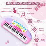 Keezi Kids Piano Keyboard 37 Keys Electronic Musical Instrument Set w/ Stool Microphone - Top-Down View