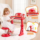 Keezi Kids Piano Keyboard 37 Keys Electronic Musical Instrument Set w/ Stool Microphone - Rear View