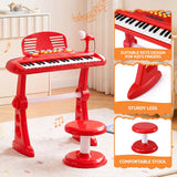 Keezi Kids Piano Keyboard 37 Keys Electronic Musical Instrument Set w/ Stool Microphone - Close-Up Angle