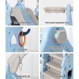 Keezi Kids Slide Swing Set Basketball Hoop Rings Outdoor Playground 170cm Blue - 45-Degree Angle