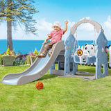 Keezi Kids Slide Swing Set Basketball Hoop Rings Outdoor Playground 170cm Blue - Low Angle