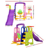 Keezi Kids Slide Swing Set Basketball Hoop Study Table Outdoor Toys 140cm Purple - Front View