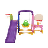 Keezi Kids Slide Swing Set Basketball Hoop Study Table Outdoor Toys 140cm Purple - Side View