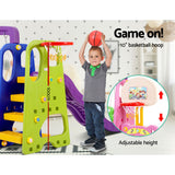 Keezi Kids Slide Swing Set Basketball Hoop Study Table Outdoor Toys 140cm Purple - Rear View