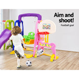 Keezi Kids Slide Swing Set Basketball Hoop Study Table Outdoor Toys 140cm Purple - Close-Up Angle