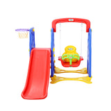 Keezi Kids Slide Swing Set Basketball Hoop Outdoor Playground Toys 120cm Blue - Side View