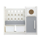 Keezi Kids Bookshelf and Toy Storage Organizer with 3-Tier Bookshelvs, 2 Removable Bins and 2 Storage Cabinets, Toddler Bookshelf with Toy Organizer for Kids' Rooms, Playrooms - Top-Down View