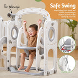 Keezi Kids Slide Swing Set Basketball Hoop Ring Football Outdoor Toys 132cm grey - 45-Degree Angle
