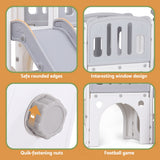 Keezi Kids Slide Swing Set Basketball Hoop Ring Football Outdoor Toys 132cm grey - Rear View