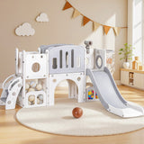 Keezi Kids Slide Swing Set Ball Hoop Rings Football Outdoor Toys - Low Angle