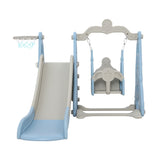 Keezi Kids Slide Swing Set Basketball Hoop Outdoor Playground Toys 170cm Blue - Side View