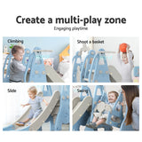 Keezi Kids Slide Swing Set Basketball Hoop Outdoor Playground Toys 170cm Blue - 45-Degree Angle
