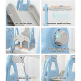 Keezi Kids Slide Swing Set Basketball Hoop Outdoor Playground Toys 170cm Blue - Rear View