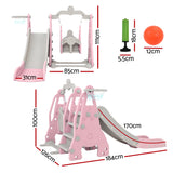 Keezi Kids Slide Swing Set Basketball Hoop Outdoor Playground Toys 170cm Pink - Front View