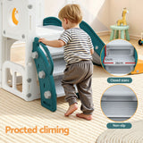 Keezi Kids Slide Set Basketball Hoop Outdoor Playground Outdoor Toys Telescope Storage - Rear View