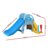 Keezi Kids Slide Set Baseball Bat Basketball Hoop Outdoor Playground 120cm Blue - Front View