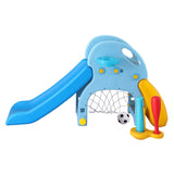 Keezi Kids Slide Set Baseball Bat Basketball Hoop Outdoor Playground 120cm Blue - Side View