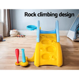 Keezi Kids Slide Set Baseball Bat Basketball Hoop Outdoor Playground 120cm Blue - Rear View