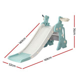 Keezi Kids Slide Set Basketball Hoop Ring Outdoor Playground Toy Deer 140cm Blue - Front View