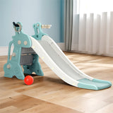 Keezi Kids Slide Set Basketball Hoop Ring Outdoor Playground Toy Deer 140cm Blue - Close-Up Angle
