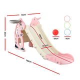 Keezi Kids Slide Set Basketball Hoop Outdoor Playground Toy Dragon 125cm Slide Pink - Front View