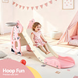 Keezi Kids Slide Set Basketball Hoop Outdoor Playground Toy Dragon 125cm Slide Pink - Top-Down View