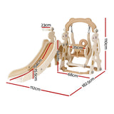 Keezi Kids Slide Swing Set Basketball Hoop Outdoor Playground Toys 160cm Beige - Front View