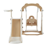 Keezi Kids Slide Swing Set Basketball Hoop Outdoor Playground Toys 160cm Beige - Side View