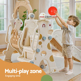Keezi Kids Slide Swing Set Basketball Hoop Outdoor Playground Toys 160cm Beige - 45-Degree Angle