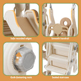 Keezi Kids Slide Swing Set Basketball Hoop Outdoor Playground Toys 160cm Beige - Rear View
