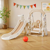 Keezi Kids Slide Swing Set Basketball Hoop Outdoor Playground Toys 160cm Beige - Close-Up Angle