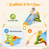 Keezi Kids Slide Set Toddler Indoor Playset Rocking Horse Ring Toss Multi Colour - Top-Down View