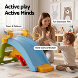 Keezi Kids Slide Set Toddler Indoor Playset Rocking Horse Ring Toss Multi Colour - Close-Up Angle