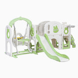 Keezi Kids Slide Swing Set Basketball Hoop Ring Football Outdoor Toys 140cm Green - Front View