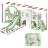 Keezi Kids Slide Swing Set Basketball Hoop Ring Football Outdoor Toys 140cm Green - Side View