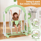 Keezi Kids Slide Swing Set Basketball Hoop Ring Football Outdoor Toys 140cm Green - Low Angle