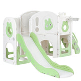 Keezi Kids Slide Swing Set Ball Hoop Rings Football Outdoor Toys Green - Front View