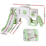 Keezi Kids Slide Swing Set Ball Hoop Rings Football Outdoor Toys Green - Side View