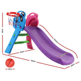 Keezi Kids Slide Set Basketball Hoop Indoor Outdoor Playground Toys 100cm Blue - Front View