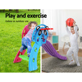 Keezi Kids Slide Set Basketball Hoop Indoor Outdoor Playground Toys 100cm Blue - Top-Down View