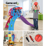 Keezi Kids Slide Set Basketball Hoop Indoor Outdoor Playground Toys 100cm Blue - Rear View