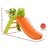 Keezi Kids Slide Set Basketball Hoop Indoor Outdoor Playground Toys 100cm Orange - Front View