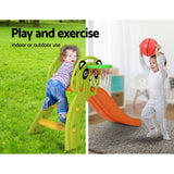 Keezi Kids Slide Set Basketball Hoop Indoor Outdoor Playground Toys 100cm Orange - 45-Degree Angle