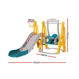 Keezi Kids Slide Swing Set Basketball Outdoor Toys Adjustable Height 140cm Green - Front View