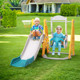 Keezi Kids Slide Swing Set Basketball Outdoor Toys Adjustable Height 140cm Green - Close-Up Angle