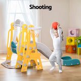 Keezi Kids Slide Swing Set Basketball Outdoor Toys Adjustable Height 140cm Green - 45-Degree Angle