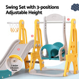 Keezi Kids Slide Swing Set Basketball Outdoor Toys Adjustable Height 140cm Green - Rear View