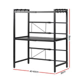Artiss Kitchen Bakers Rack 40-60CMX78CM Metal Microwave Stand Black - Side View