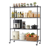 Artiss 4-Tier Kitchen Rack Shelf with Wheels Shelving 152x45x187CM Adjustable Metal Storage Shelves - Front View